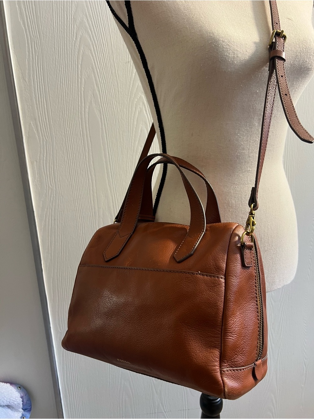Fossil Brown Leather Sydney Satchel Crossbody Handbag